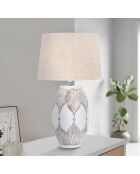Lampe de table Ovale en Résine Athènes  blanc délavé/marron - 37-45x37-45x50-42 cm