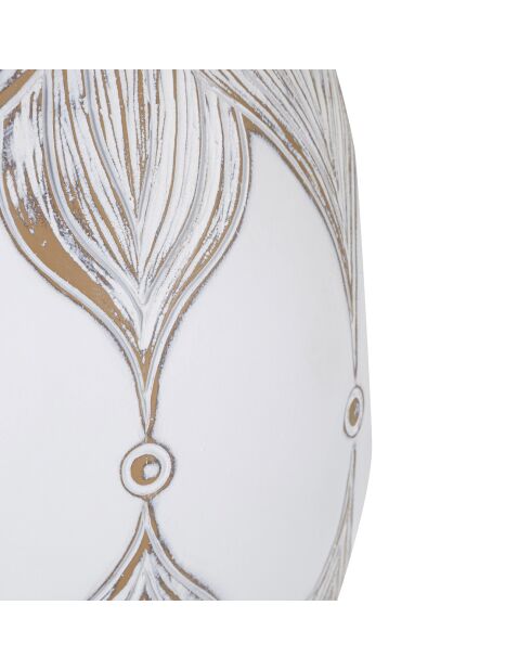 Lampe de table Ovale en Résine Athènes  blanc délavé/marron - 37-45x37-45x50-42 cm