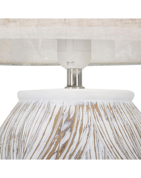 Lampe de table Ovale en Résine Athènes  blanc délavé/marron - 37-45x37-45x50-42 cm