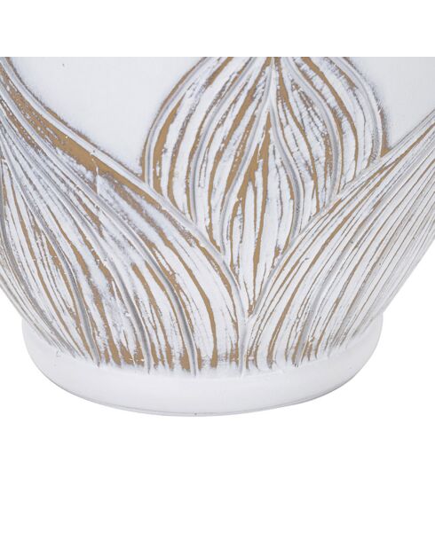 Lampe de table Ovale en Résine Athènes  blanc délavé/marron - 37-45x37-45x50-42 cm