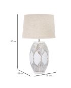 Lampe de table Ovale en Résine Athènes  blanc délavé/marron - 37-45x37-45x50-42 cm