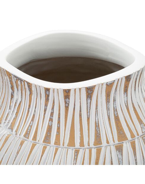 Vaso appiccicoso in resina oro/bianco - 29x29x56 cm