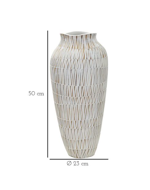 Vase en résine Sticky doré/blanc - 29x29x56 cm