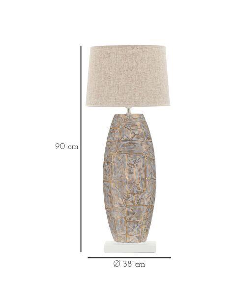 Lampe de table résine doré/blanc - 30-35x17.5-35x84-35 cm