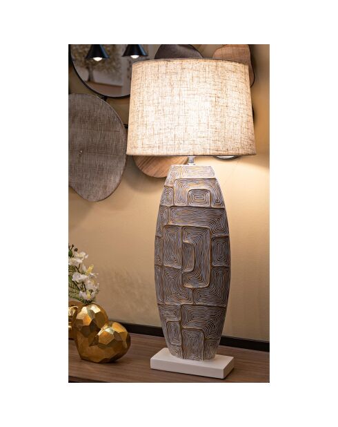 Goud/witte tafellamp van hars - 30-35x17,5-35x84-35 cm