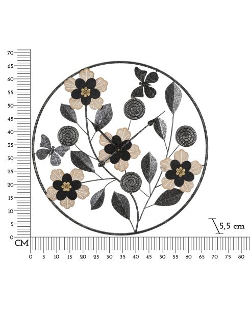 Orologio da parete Divaker marrone/nero - 68x5x68 cm