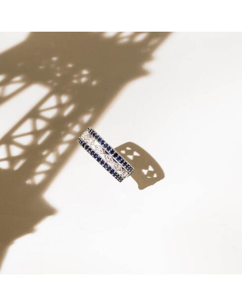 Bague Melisandre Diamant 0.059 ct & Saphir 0.68 ct or blanc