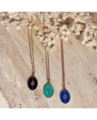 Collier Indie en Laiton doré, Email & Zircone