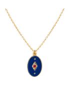 Collier Indie en Laiton doré, Email & Zircone