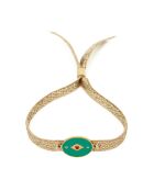 Bracelet ruban élastique Indie en Laiton doré, Email & Zircone