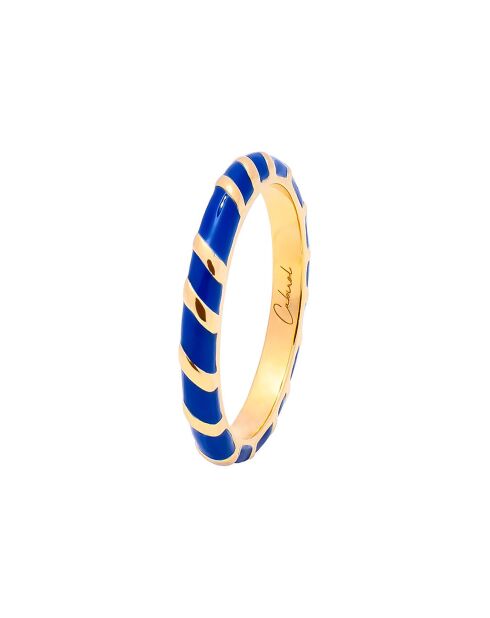 Anneau Aimée en plaqué Or laqué bleu