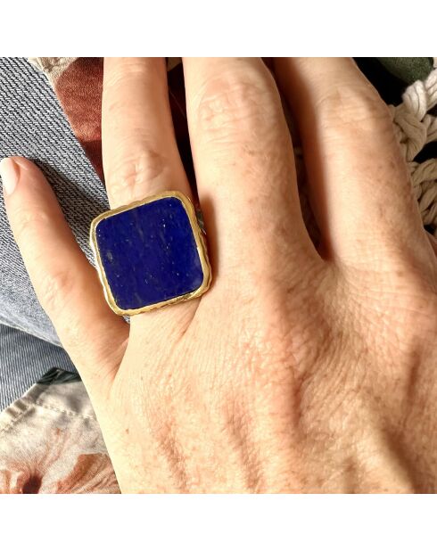 Bague Athéna en plaqué Or & Lapis-lazuli dorée
