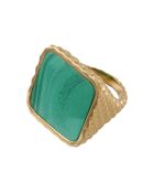 Bague Athéna en plaqué Or & Malachite dorée