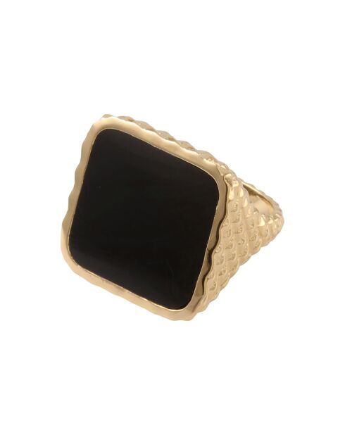 Bague Athéna en plaqué Or & Onyx  dorée