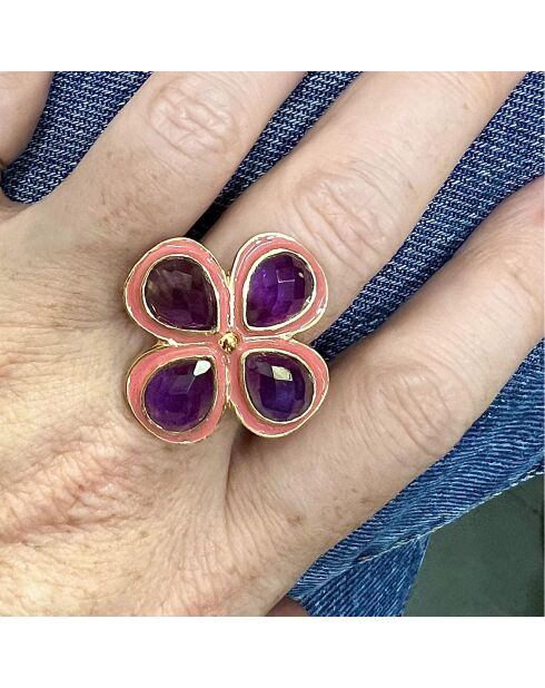 Bague Céline en plaqué Or & Améthyste dorée
