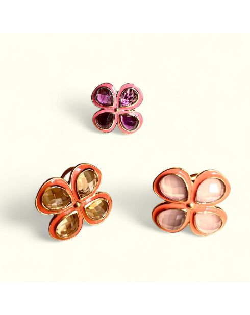Bague Céline en plaqué Or & Calcédoine rose dorée