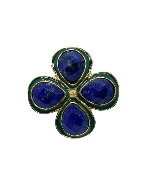 Bague Céline en plaqué Or & Lapis-lazuli dorée