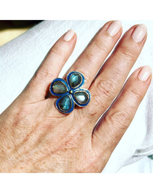 Bague Céline en plaqué Or & Labradorite dorée