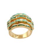 Bague Flower Power en plaqué Or laquée menthe/sapin