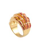 Bague Flower Power en plaqué Or laquée rose/corail