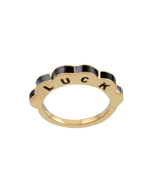 Bague Luck en plaqué Or Petit Modèle noire