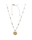 Collier mini Luck en plaqué Or gravé laqué & lien Labradorite noir