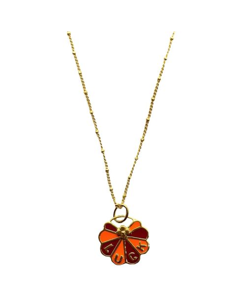 Collier mini Luck en plaqué Or laqué rose/corail