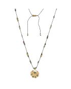 Collier mini Luck en plaqué Or gravé laqué & lien Zoisite sapin