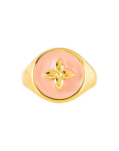 Chevalière Croisette en plaqué Or laquée nude