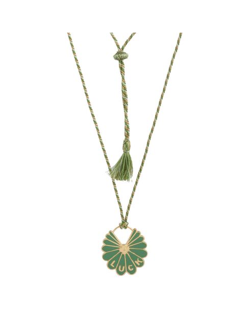 Pendentif Luck en plaqué Or laqué kaki