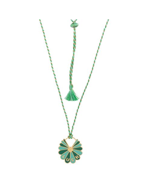 Pendentif Luck en plaqué Or laqué menthe/sapin