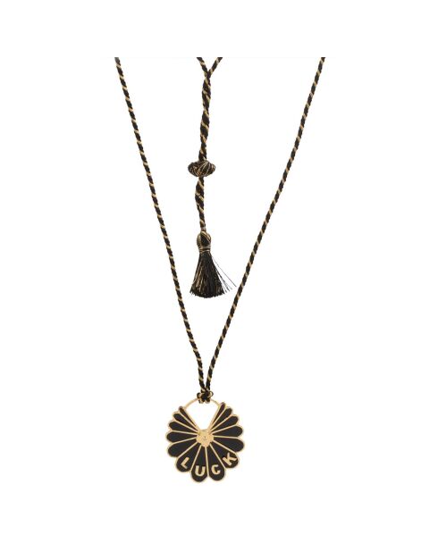Pendentif Luck en plaqué Or laqué noir
