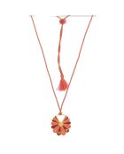 Pendentif Luck en plaqué Or laqué rose/corail