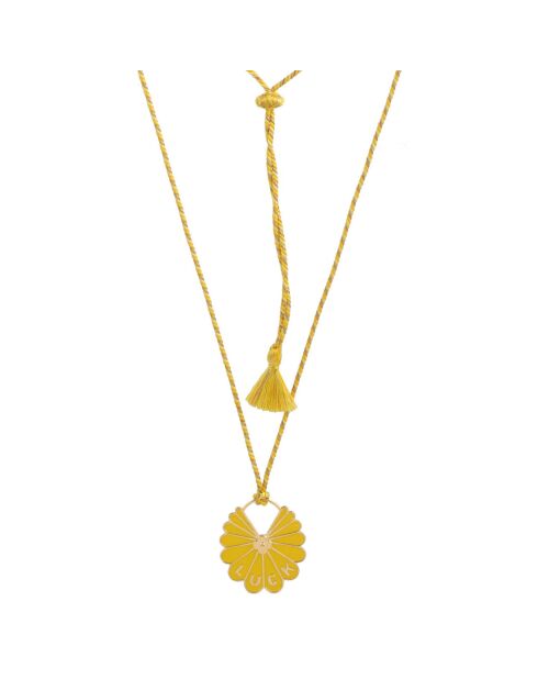 Pendentif Luck en plaqué Or laqué safran