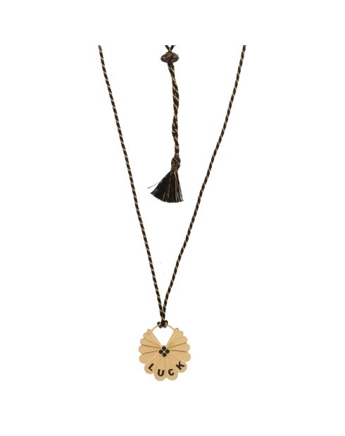 Pendentif Luck gravé laqué noir