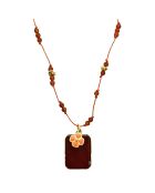 Collier mini Flower Power en plaqué Or & Cornaline laqué corail