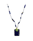 Collier mini Flower Power en plaqué Or & Lapis-lazuli bleu