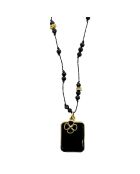 Collier mini Flower Power en plaqué Or & Onyx laqué noir