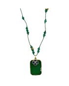 Collier mini Flower Power en plaqué Or & Onyx vert laqué vert