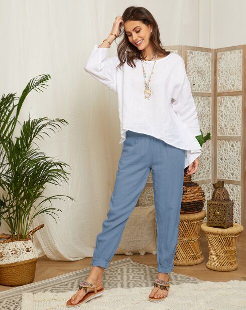 Paola indigobroek van 100% linnen