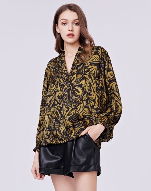 Blouse Mia satinée imprimée jaune