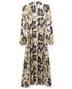 Robe toucher doux Maya imprimée vert/ocre/beige