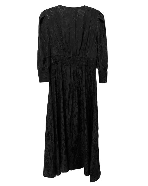 Alya schwarzes, Ton in Ton besticktes Kleid