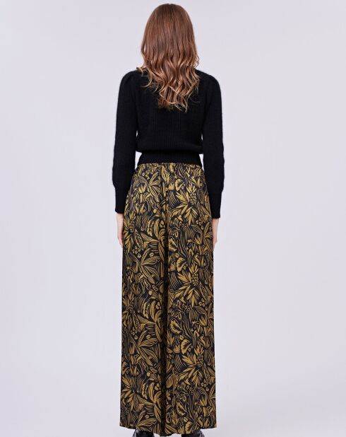 Pantalon Jade satiné imprimé jaune