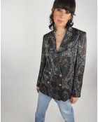 Veste Emma satinée imprimée bordeaux/bleu