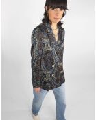 Veste Emma satinée imprimée bordeaux/bleu