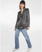 Veste Emma satinée imprimée bordeaux/bleu