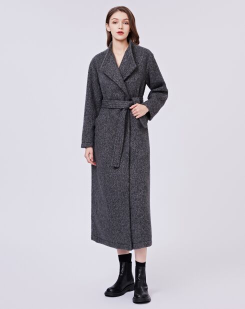 Manteau long ceinturé Sylvie gris