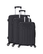 3 maletas dobles Java de 55/65/75 cm negras con 4 ruedas