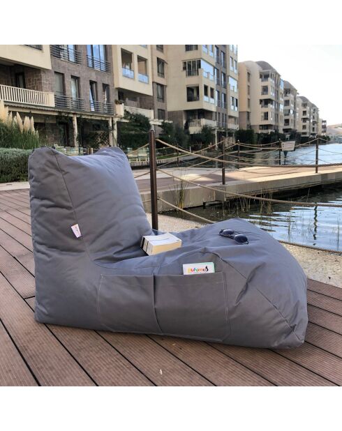 Pouf extérieur Daybed gris - 60x75x110 cm